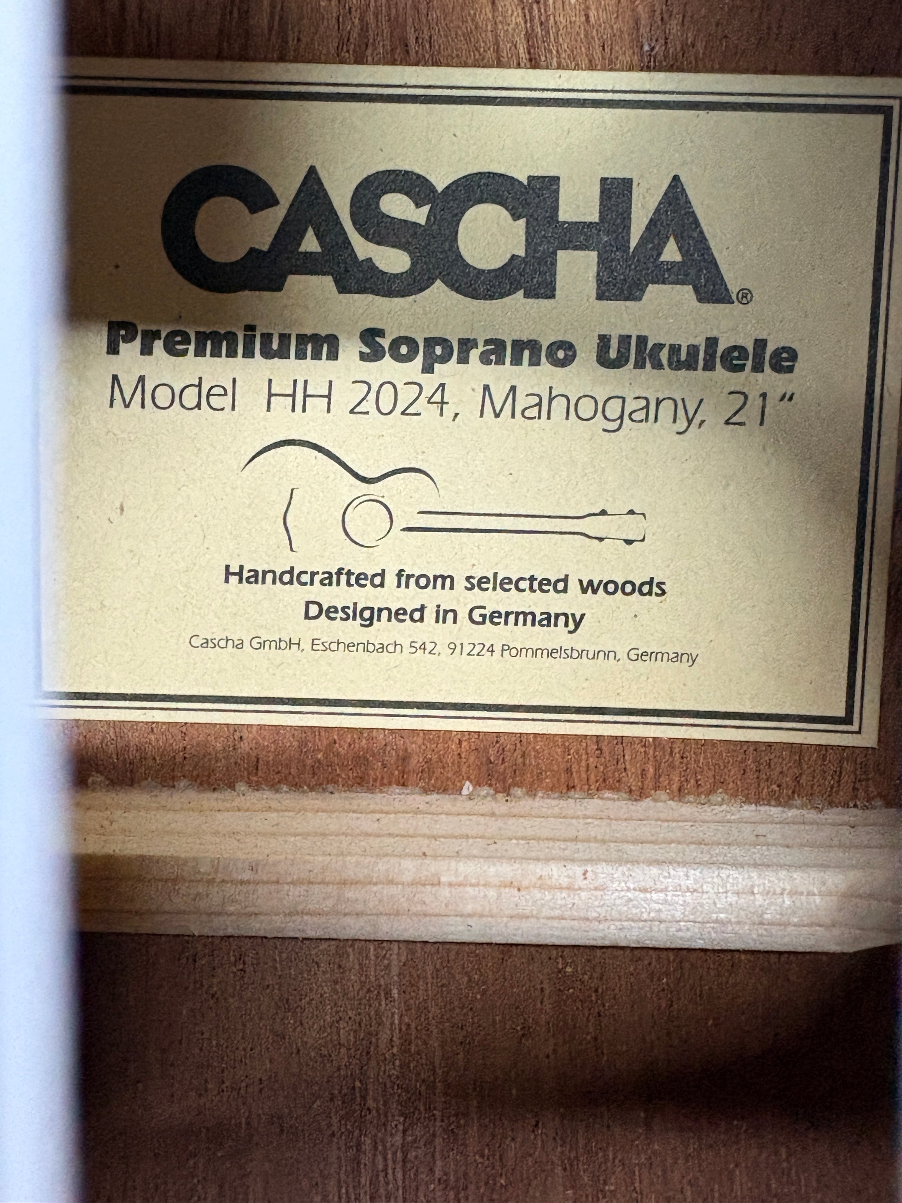 CASCHA HH 2024 Premium Soprano Ukulele 21” Mahagoni