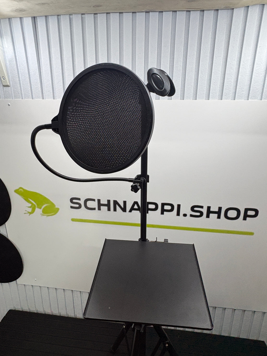 Mikrofonständer mit Popfilter und Ablager