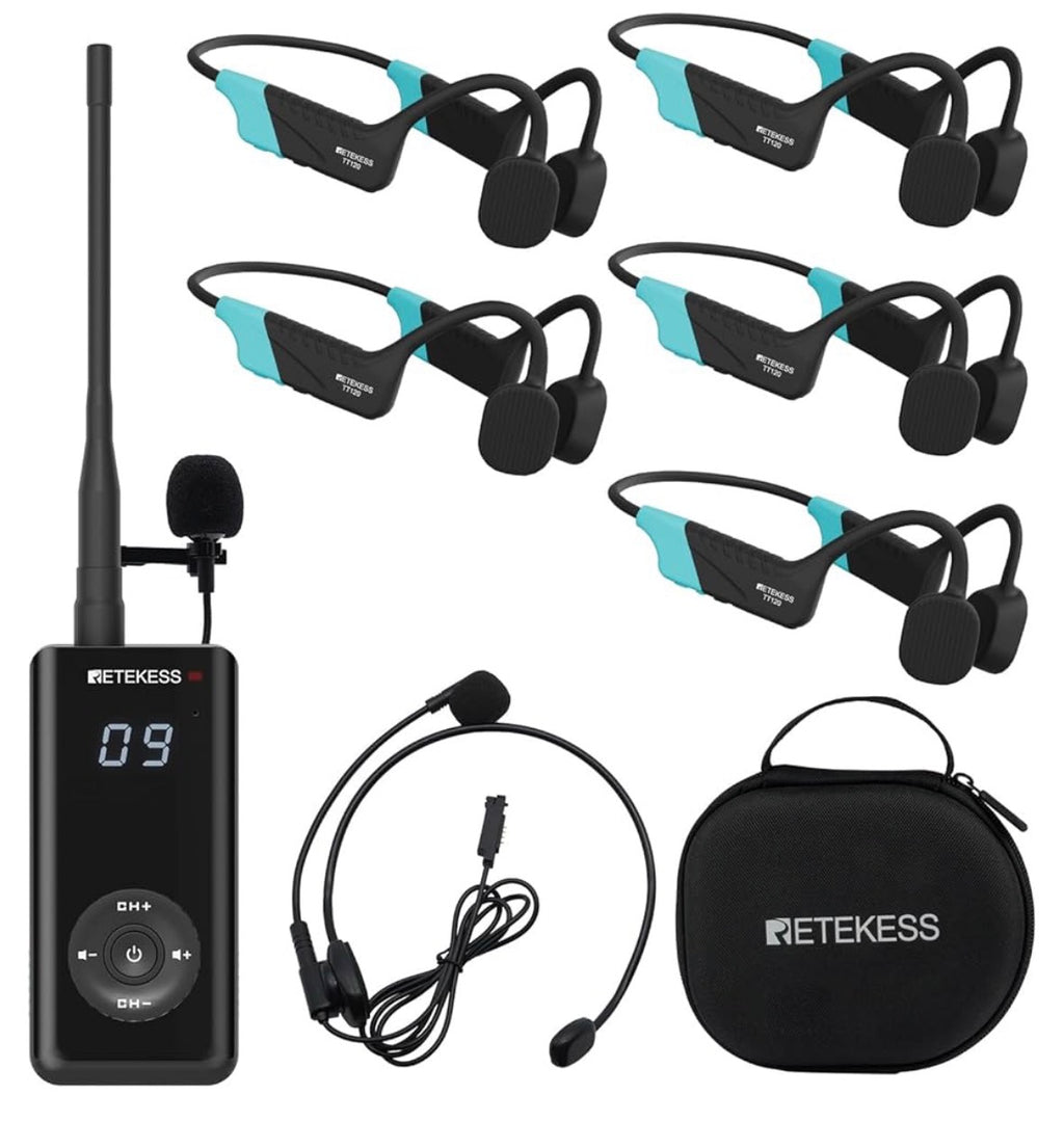 Retekess TT120 Schwimmtrainer-Kommunikator, IP68 Wasserdichte Schwimmkopfhörer Set