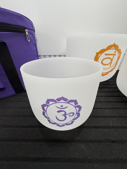 3er Kristall Klangschalen Set Chakra – Quarz Singing Bowls