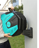 Amazon Basics Schlauchtrommel zur Wandmontage, mit Schlauch, automatische Aufrollung, 35 m, Grün/Schwarz