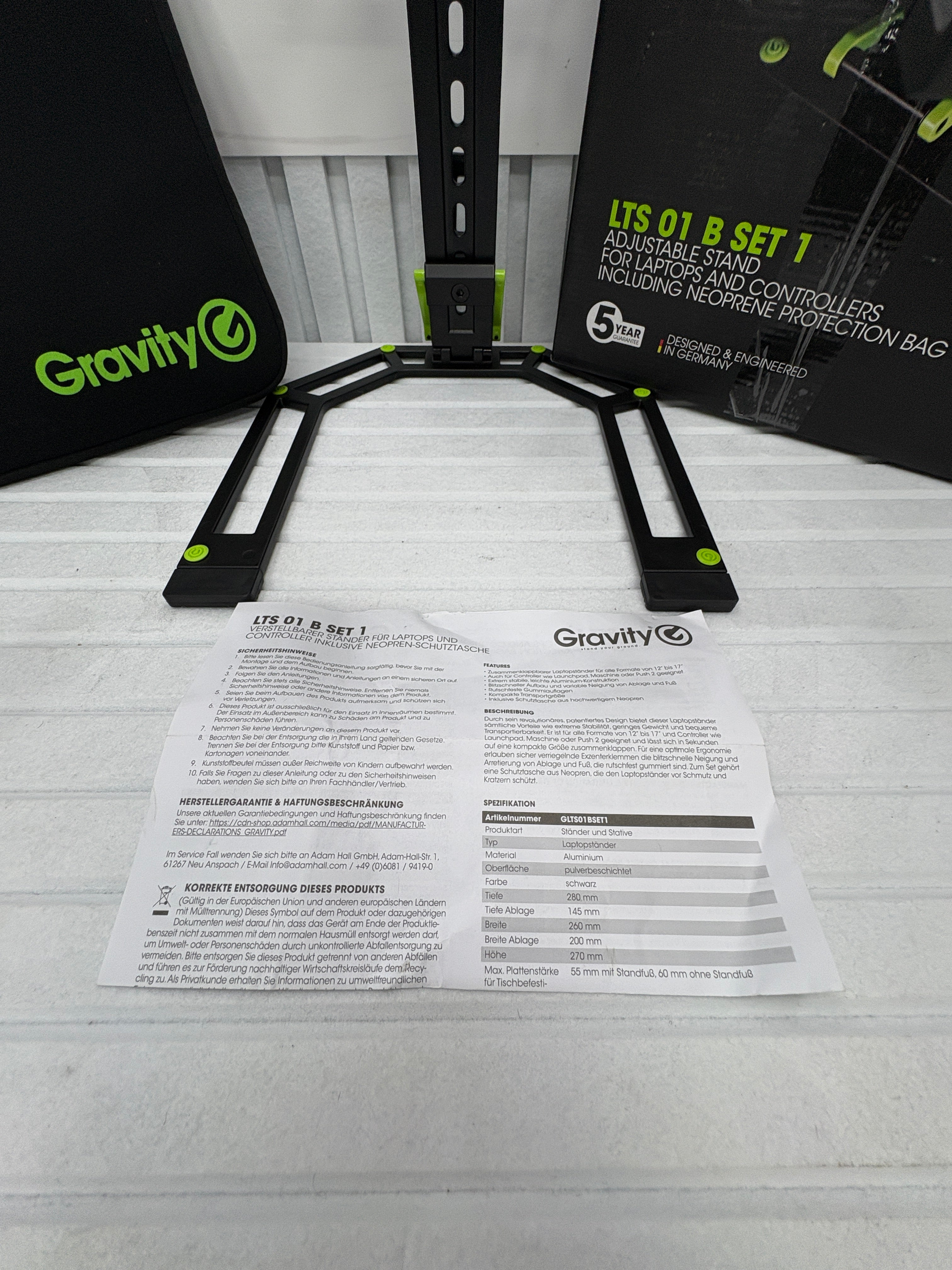 Gravity LTS 01 B SET 1 Laptop Ständer inkl. Neopren-Tasche