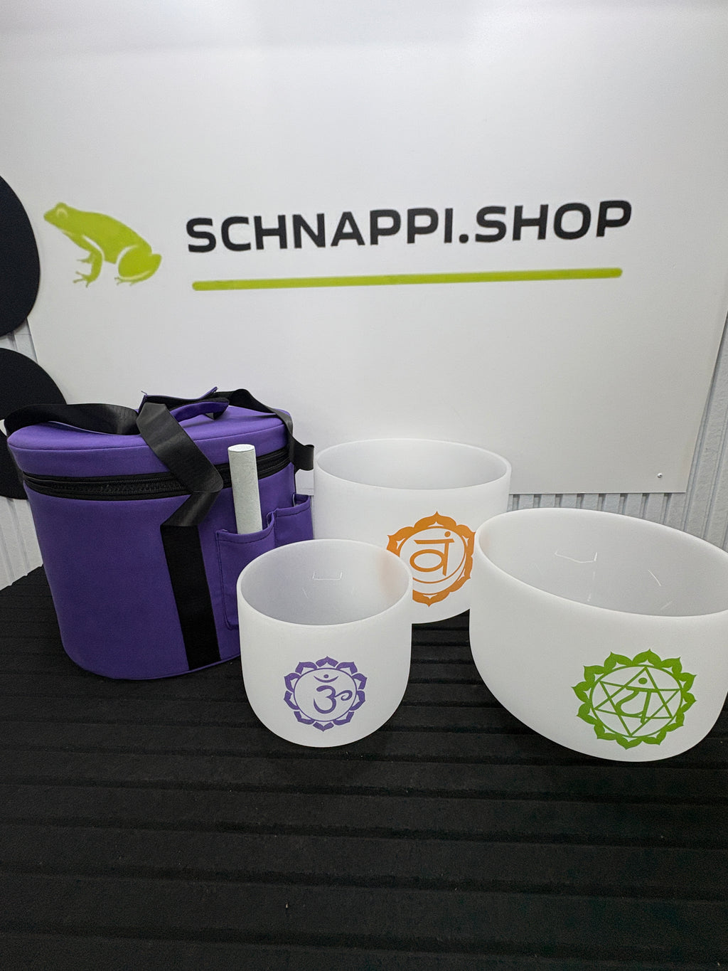 3er Kristall Klangschalen Set Chakra – Quarz Singing Bowls