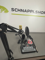 All-in-One Podcast Set Pro, Kondensator-Mikrofon, Live Mixer mit Soundcarte und Effekten