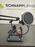 All-in-One Podcast Set Pro, Kondensator-Mikrofon, Live Mixer mit Soundcarte und Effekten