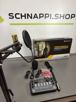 All-in-One Podcast Set Pro, Kondensator-Mikrofon, Live Mixer mit Soundcarte und Effekten