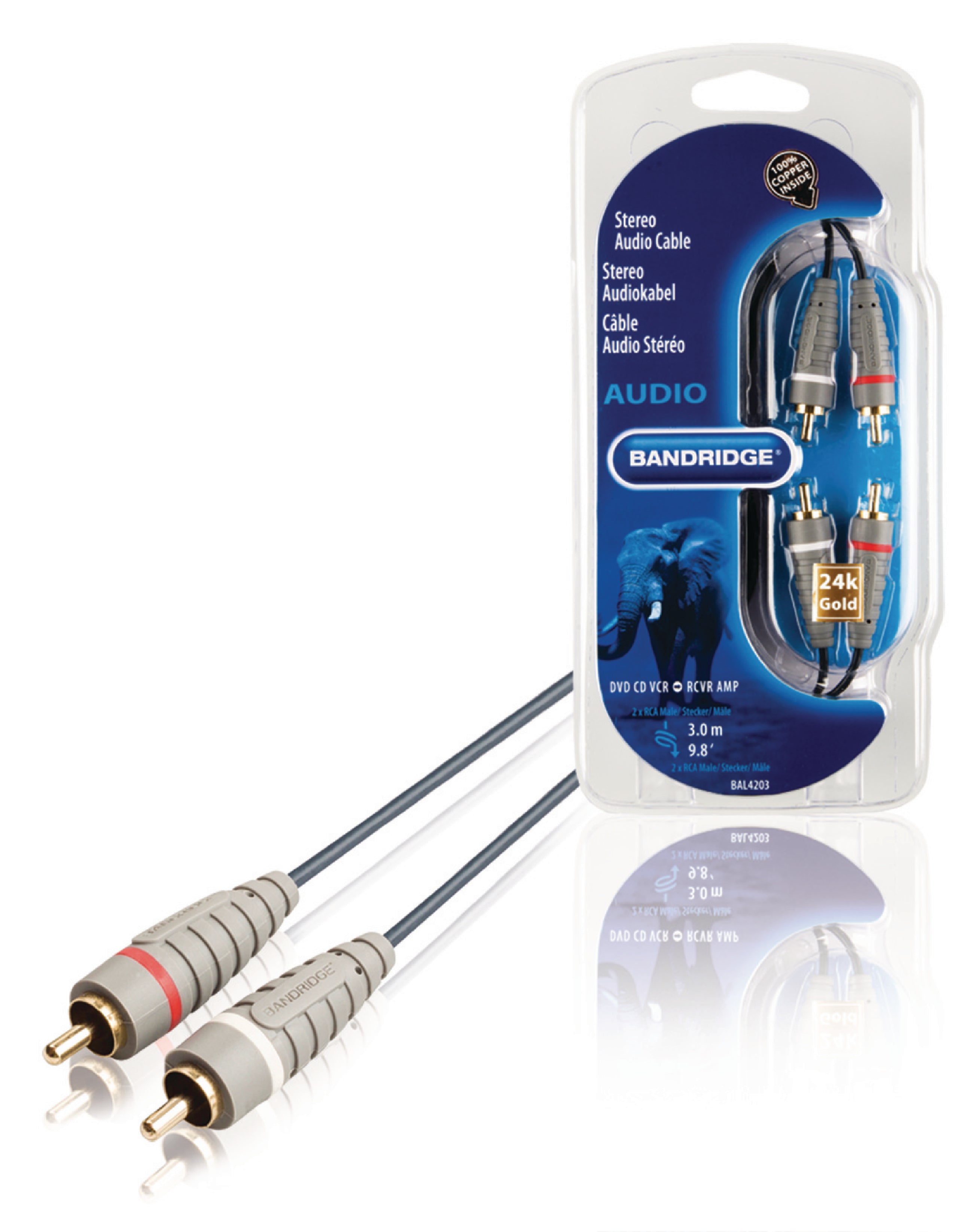 Bandridge Audio Cinch Kabel 3m 2 x RCA Male