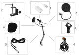Streamer-Mikrofon Kit mit USB Kabel Kondensator Microphone für Computer mit Popschutz