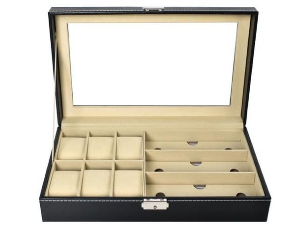 Schmuckkasten Uhrenbox Holz Schwarz Uhrenschatulle Sonnenbrille