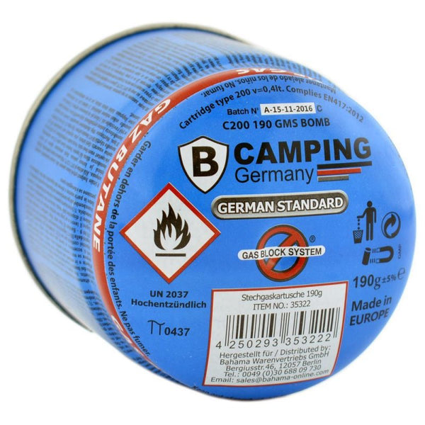 Stechgas Kartusche mit Butangas 190g geeignet für Gasbrenner Gaskocher Campingkocher